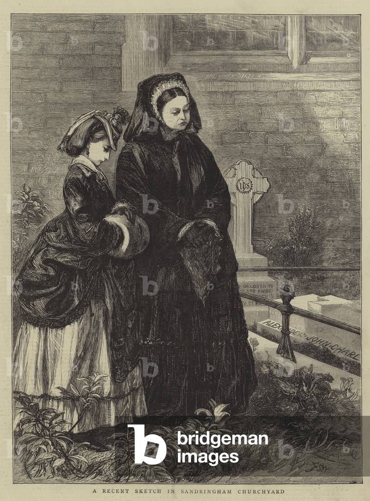 "Un Recente Schizzo in Sandringham Churchyard (incisione)" di Francis S. Walker, b/w