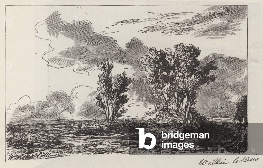 Sketch by the Late Mr Wilkie Collins (engraving) by English Artist, b/w
