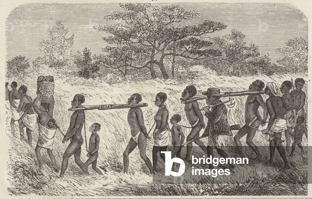 African slave train (engraving) by German Artist