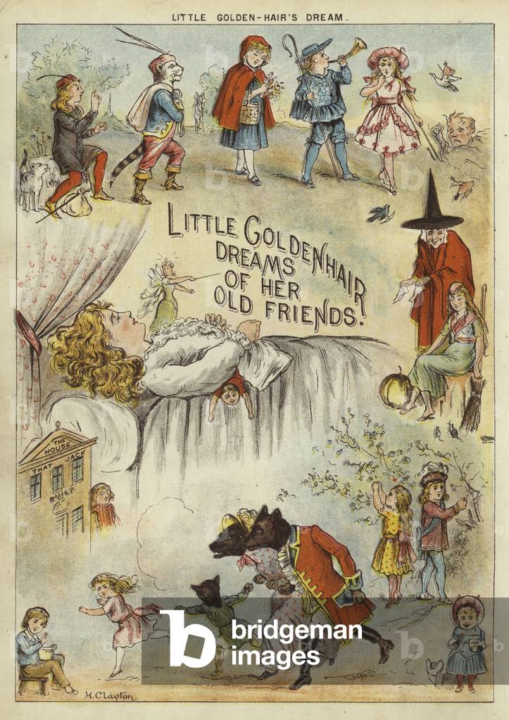 "Sogno dei piccoli capelli dorati (chromolitho)" di English School