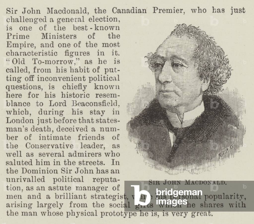 Sir John Macdonald (gravure) 1891 par English School