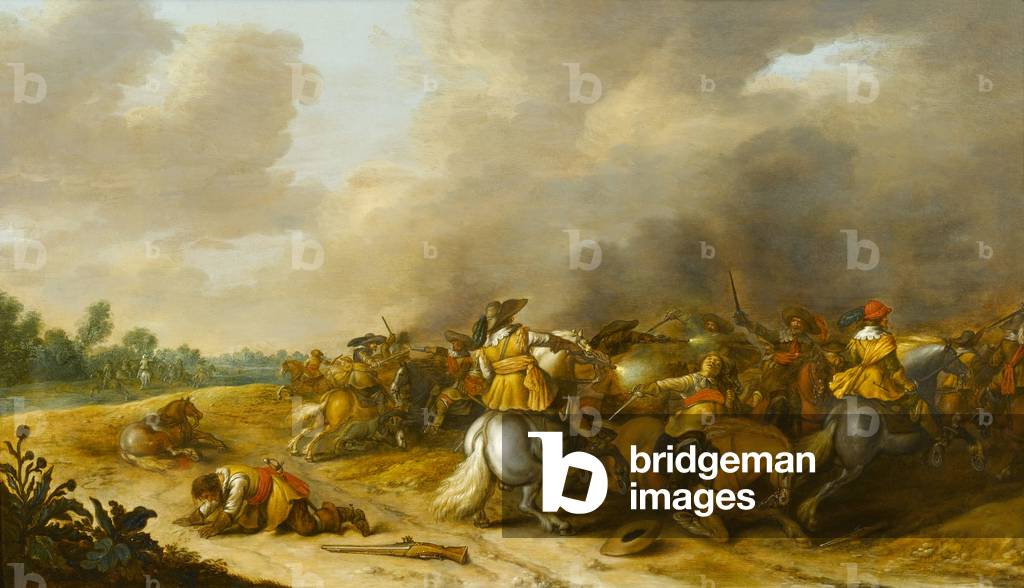 Un Cavalleria Skirmish (olio su pannello)
