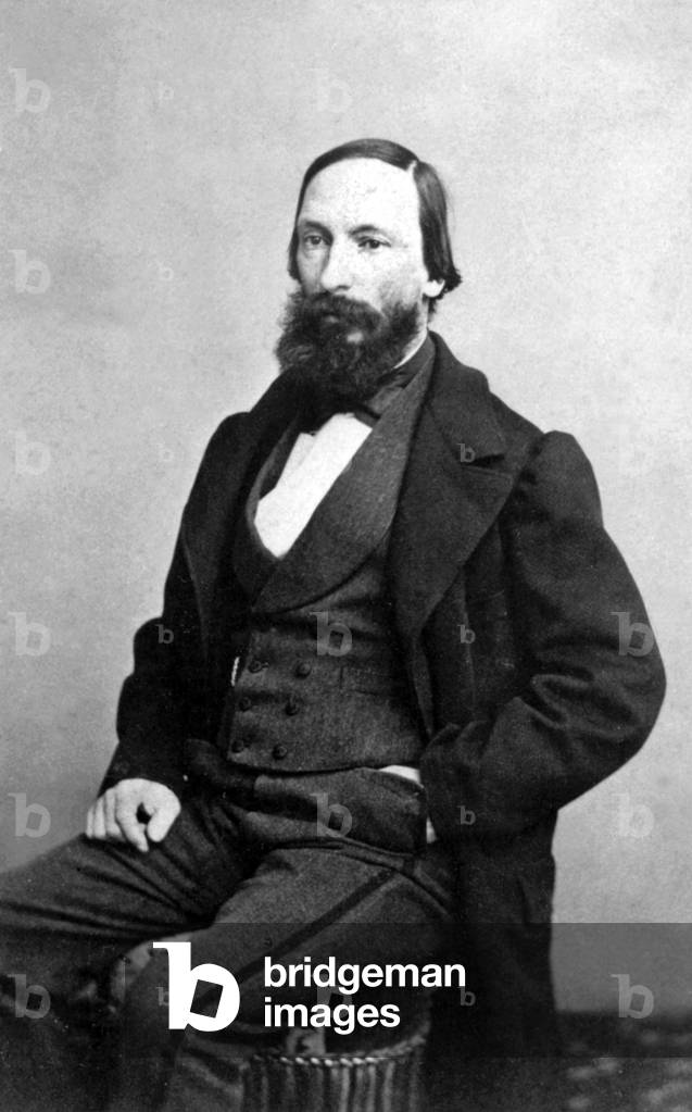 Auguste Vacquerie (1819-1895) French poet friend of famous French writer VictorHugo c. 1850, b/w