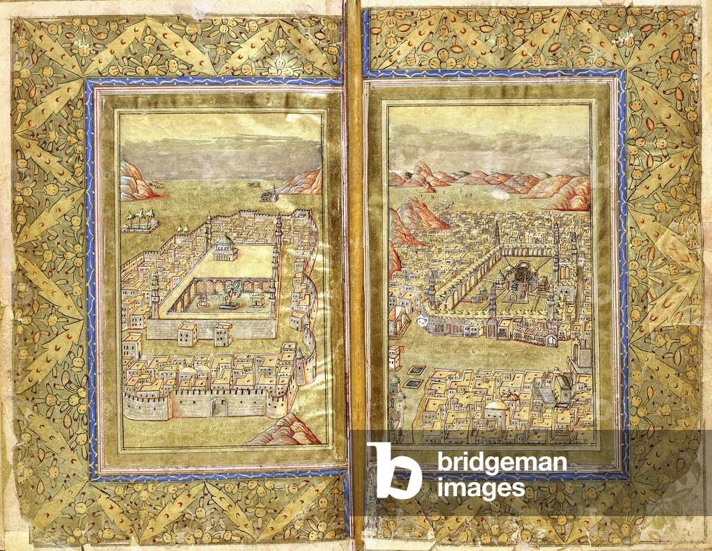 Vedute di Mecca e Medina, c.1794-5 (vernice, dorata e inchiostro su carta)