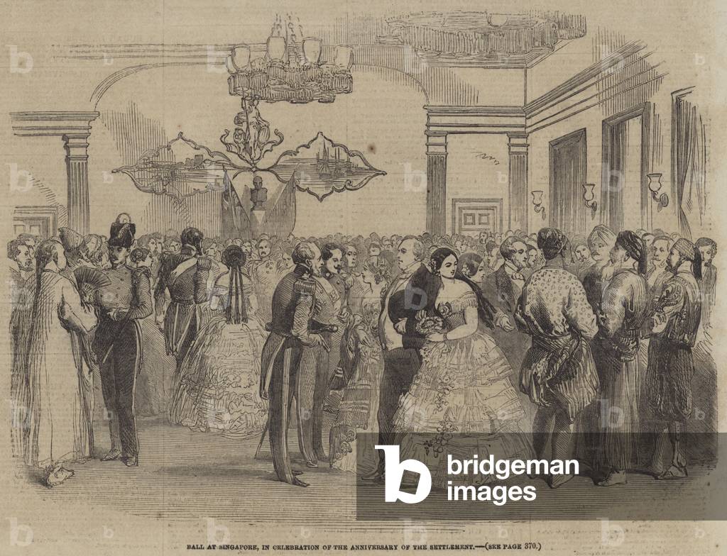 Ball at Singapore by English Artist, b/w