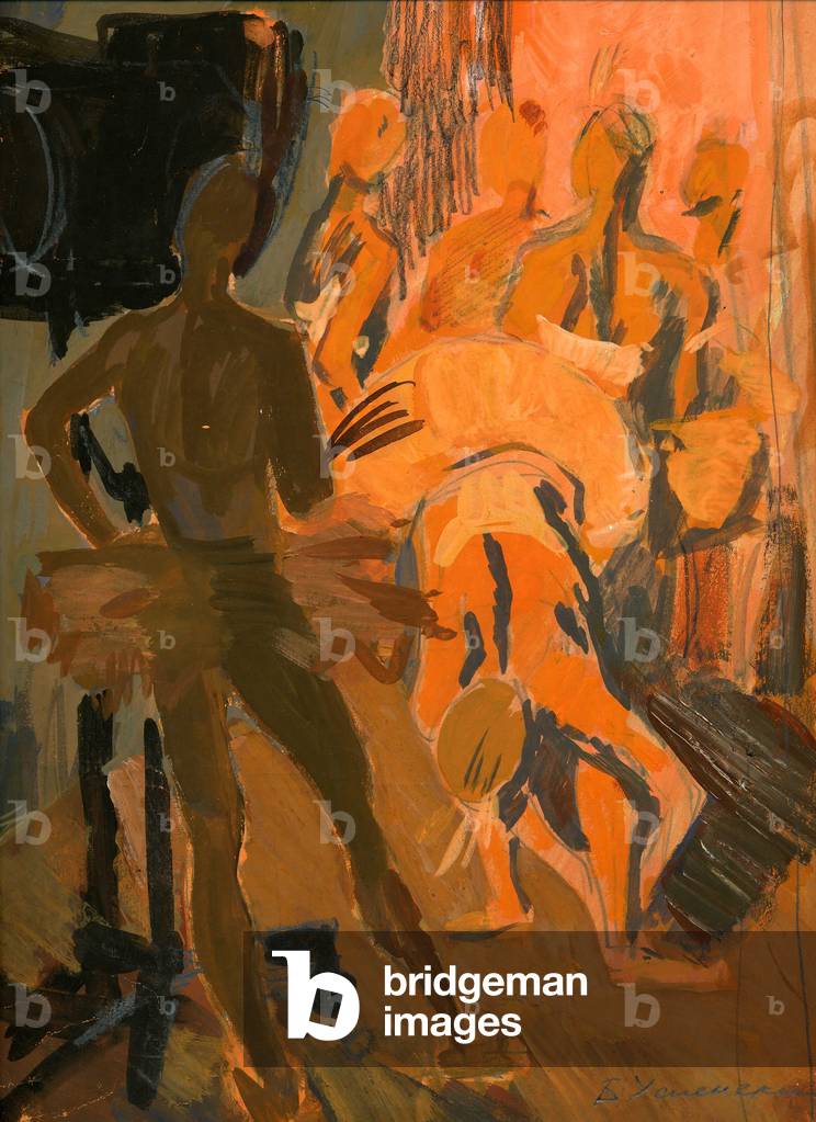 Ballerinas backstage, 1974 (tempera auf Papier)