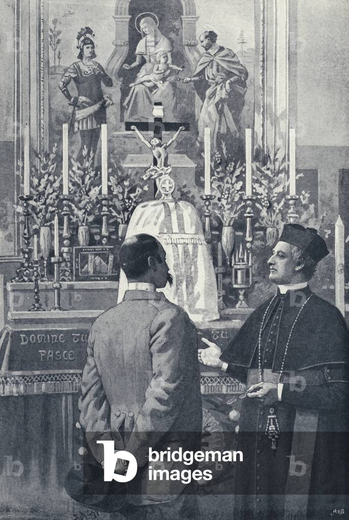Image de Estampe représentant Mgr Vaughan dans sa chapelle privée (litho) par English School