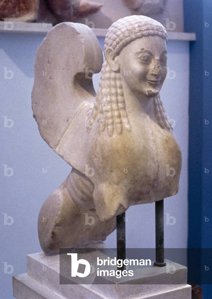 Arte greca. Sfinge. Marmo. 550 a.C. Museo dell'Acropoli. Atene. Grecia.