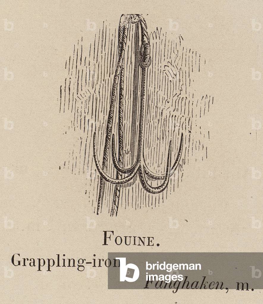 "Le Vocabulaire Illustre: Fouine; Greideeisen; Fanghaken (Gravur)" 1873 von European School