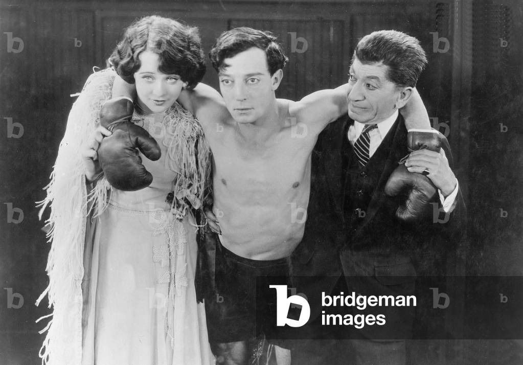 Buster Keaton the boxer, 1926 (b/w photo) by