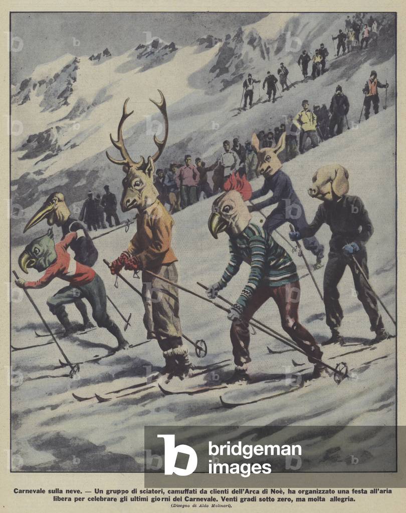 Karneval im Schnee (Farblitho)