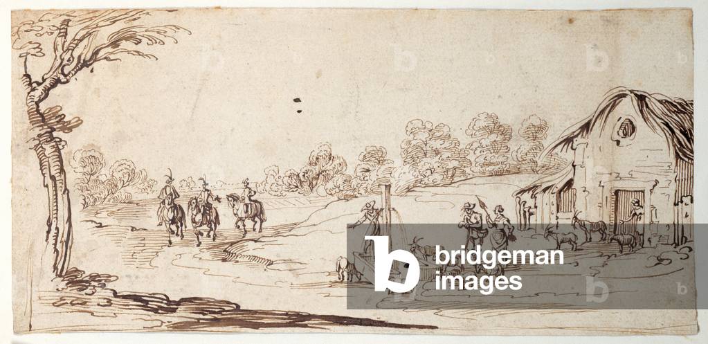 Bild von Zeichnung "Rural Scene (Stift & Tinte auf Papier)" von Johann Wilhelm Baur