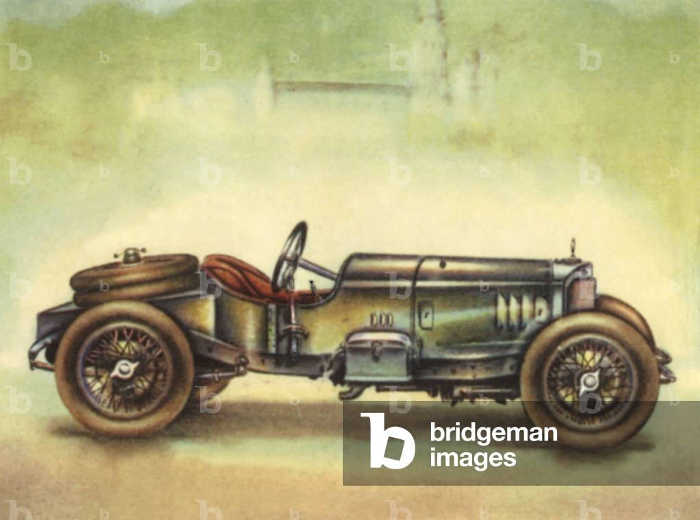 Auto Mercedes, Germania, 1923, vignetta per un album sulla storia delle automobili
