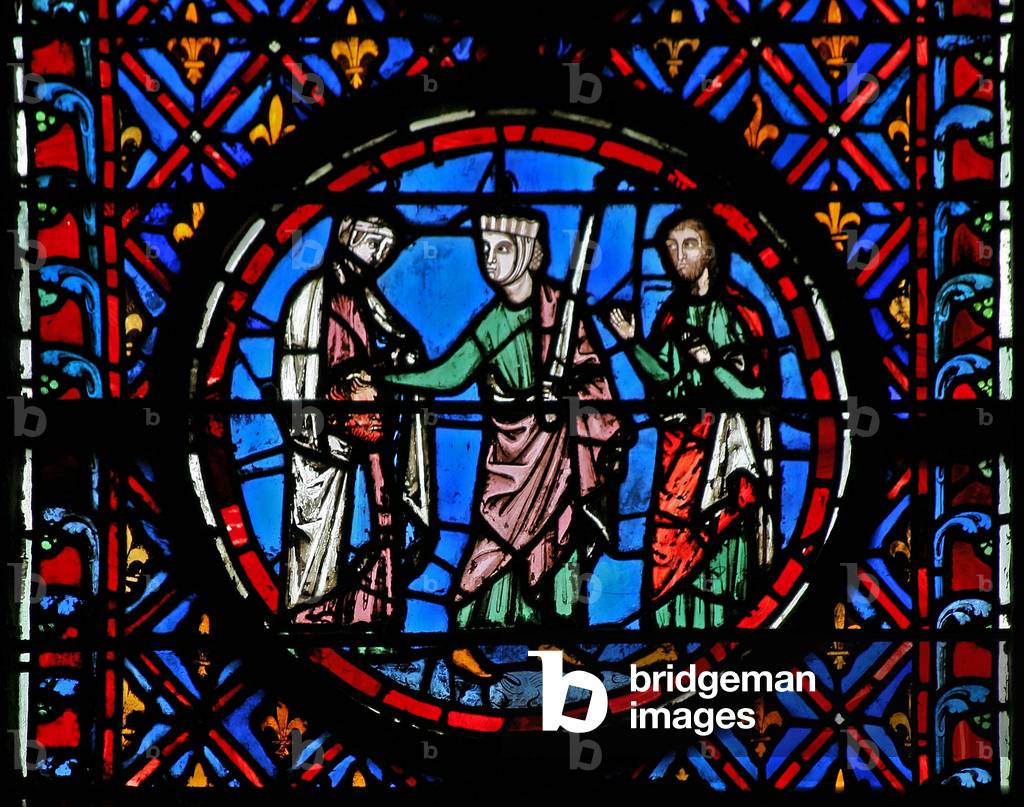 Window w12  Judith displaying Holopherne's head Judith XIII 19 (stained glass) 1246-48 by French Artist