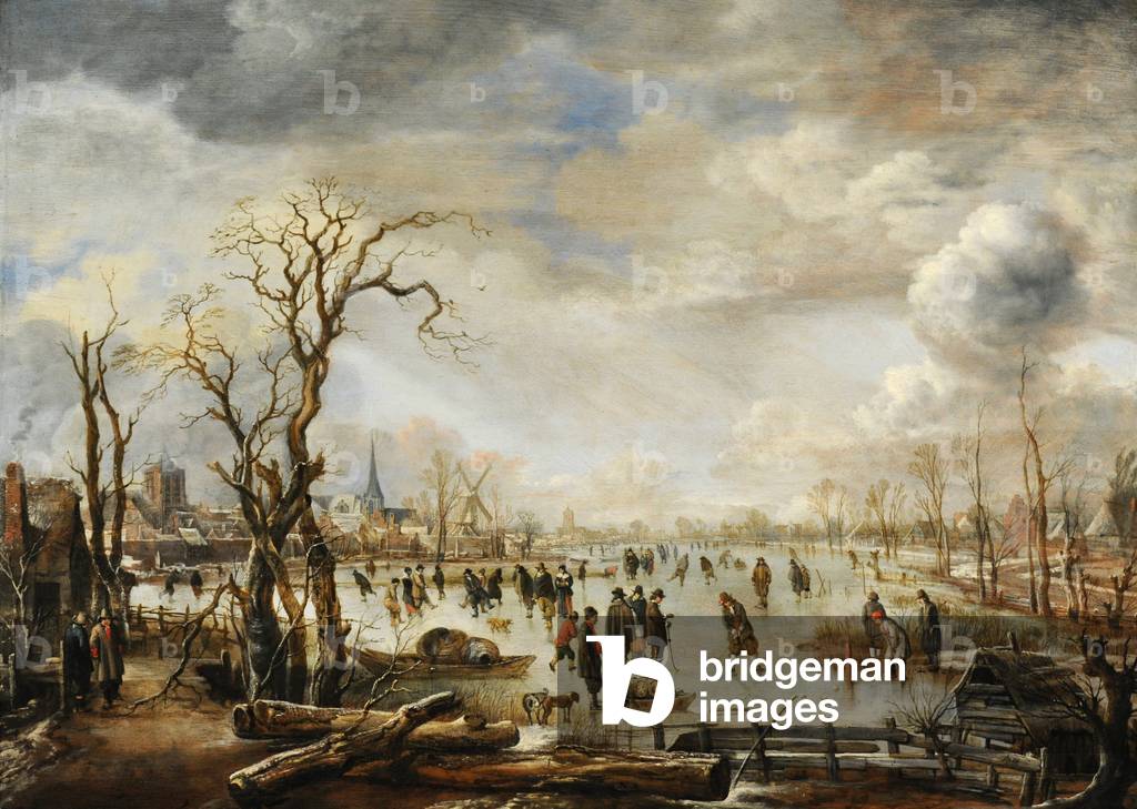 "Winterlandschaft mit Ablenkungen am Eis" von Aert van der Neer