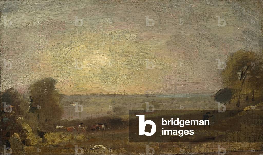 "Dedham Vale dalla strada per East Bergholt: Tramonto", 1810 di John Constable, b/w