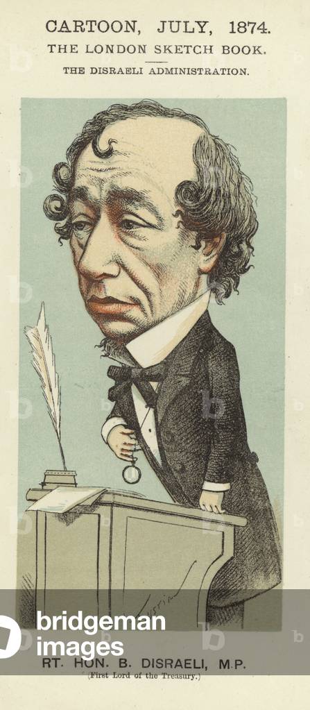 Caricatura di Benjamin Disraeli (colore lito)