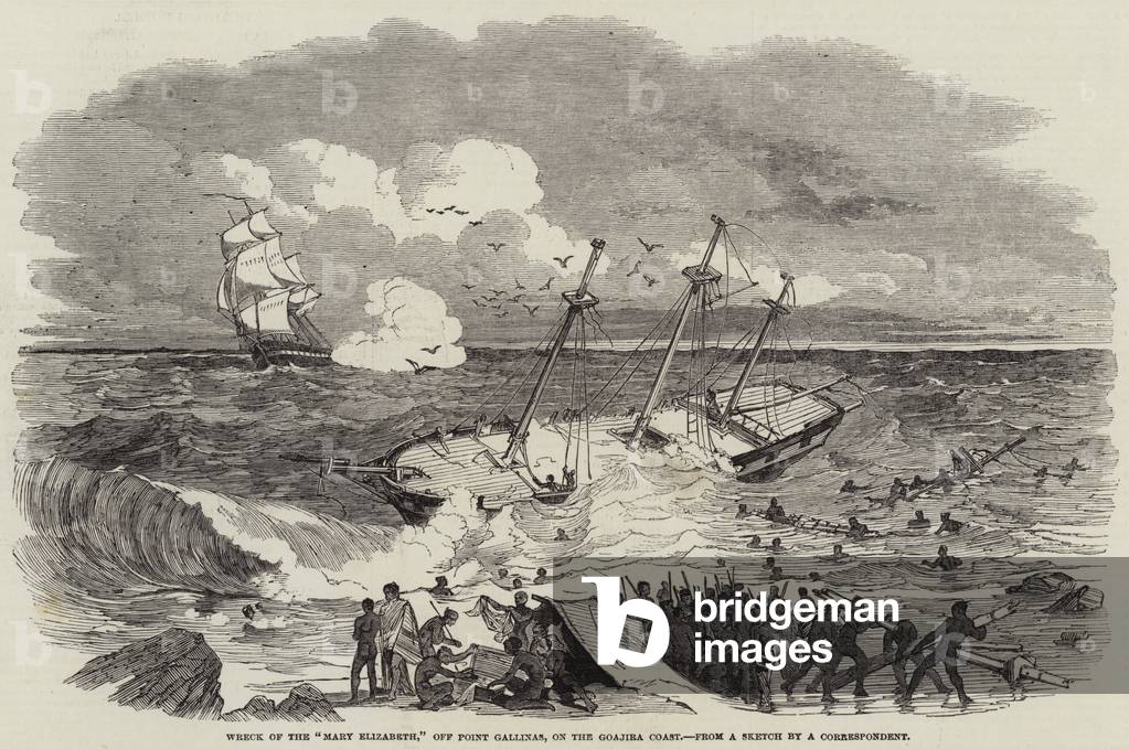 Wreck of the "Mary Elizabeth by English Artist, b/w