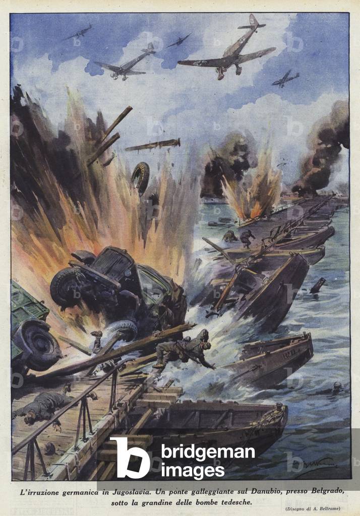 "L'irruzione germanica in Jugoslavia (colour litho)" di Achille Beltrame