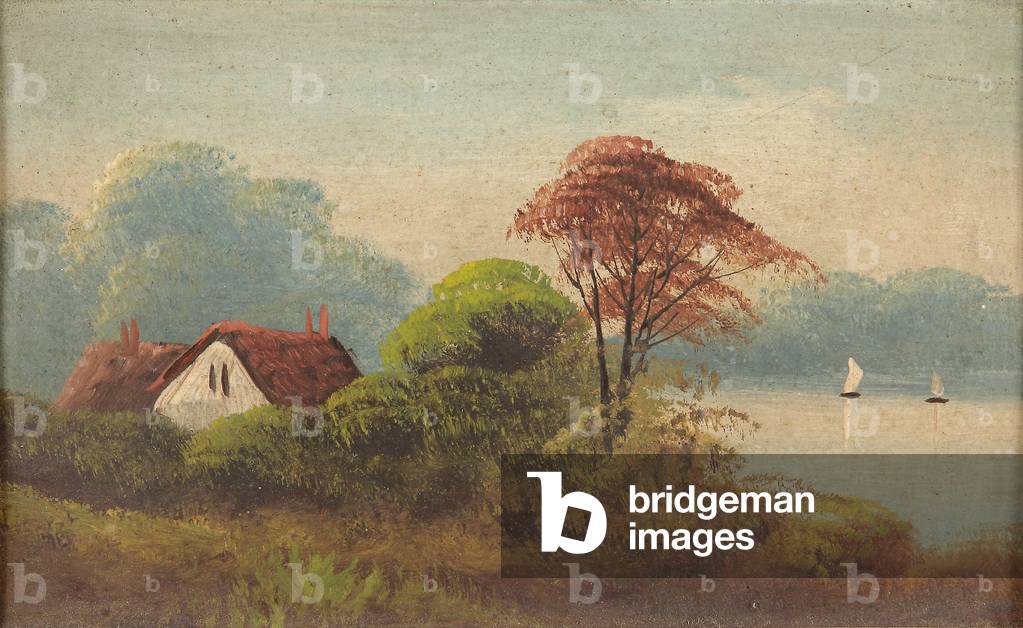 Immagine di Dipinto "Cottage da un lago" di English School