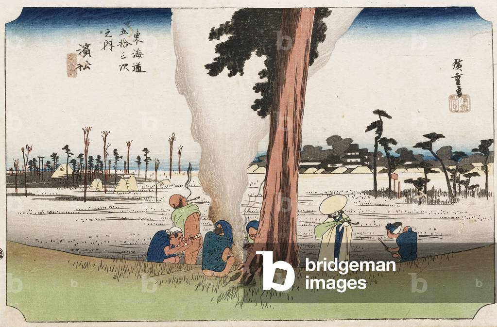 Inverno vista, hamamatsu, dalla serie 'il cinquanta-tre stazioni di il tokaido ', c. 1834 (colore woodblock st