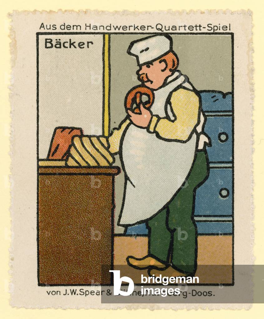 "Bäcker (Farbe litho)" von German School