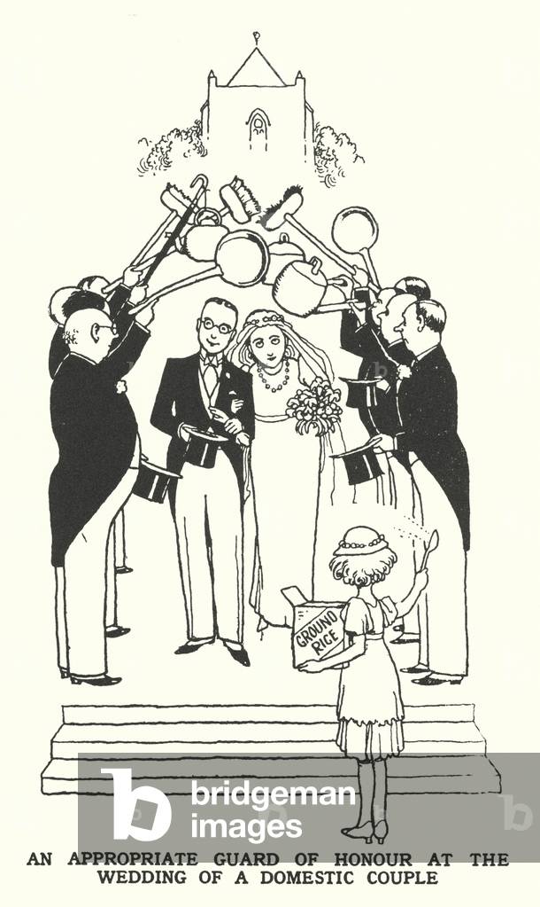 Eine angemessene Ehrenwache bei der Hochzeit eines Hauspaares (litho)