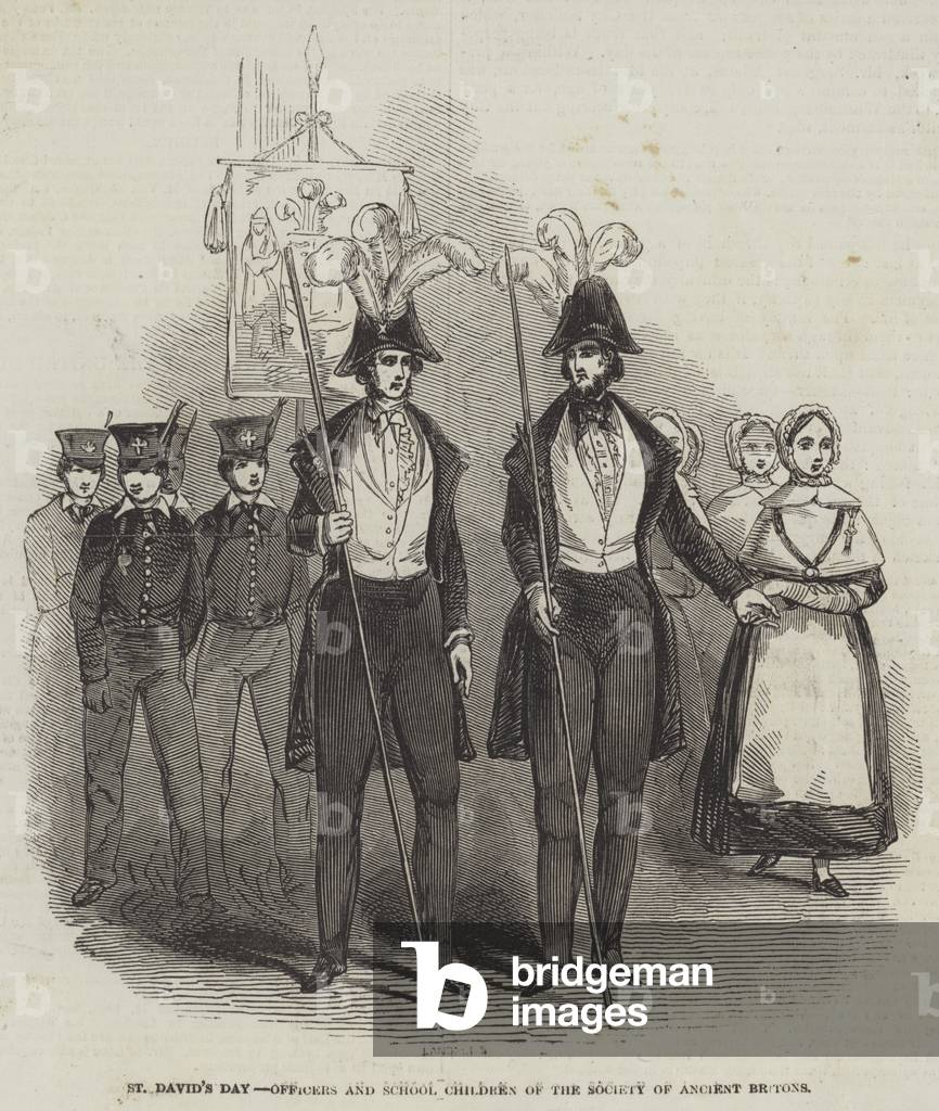 St David's Day, Officers and School Children of the Society of Ancient Britons (gravure)