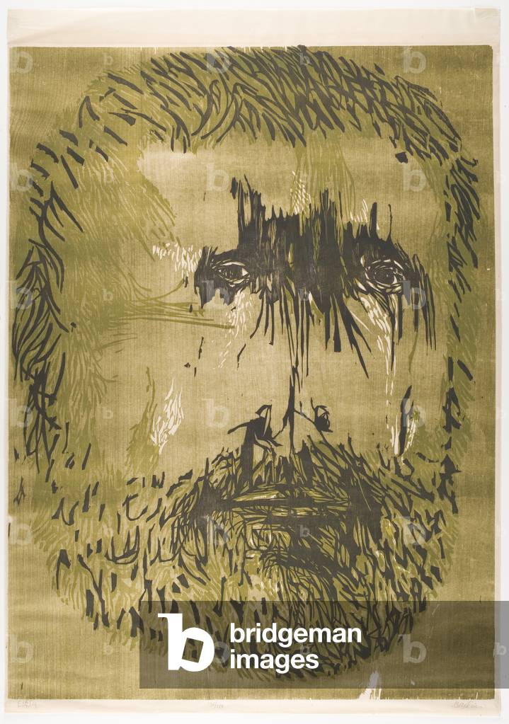 "Eakins (Holzschnitt)" von Leonard Baskin, b/w