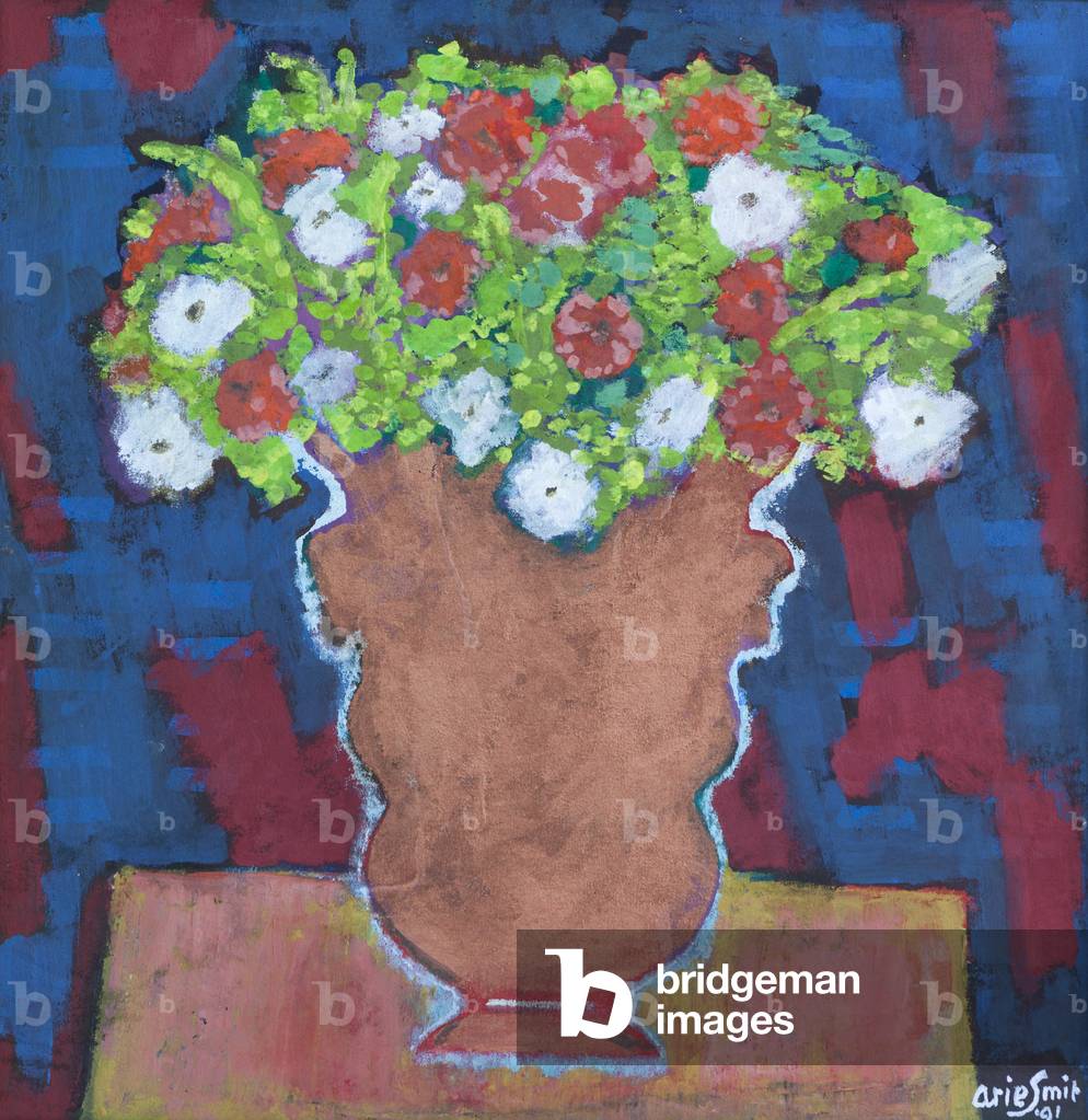 Blumen in einer Kupfervase, 1991 (Acryl auf Leinwand)