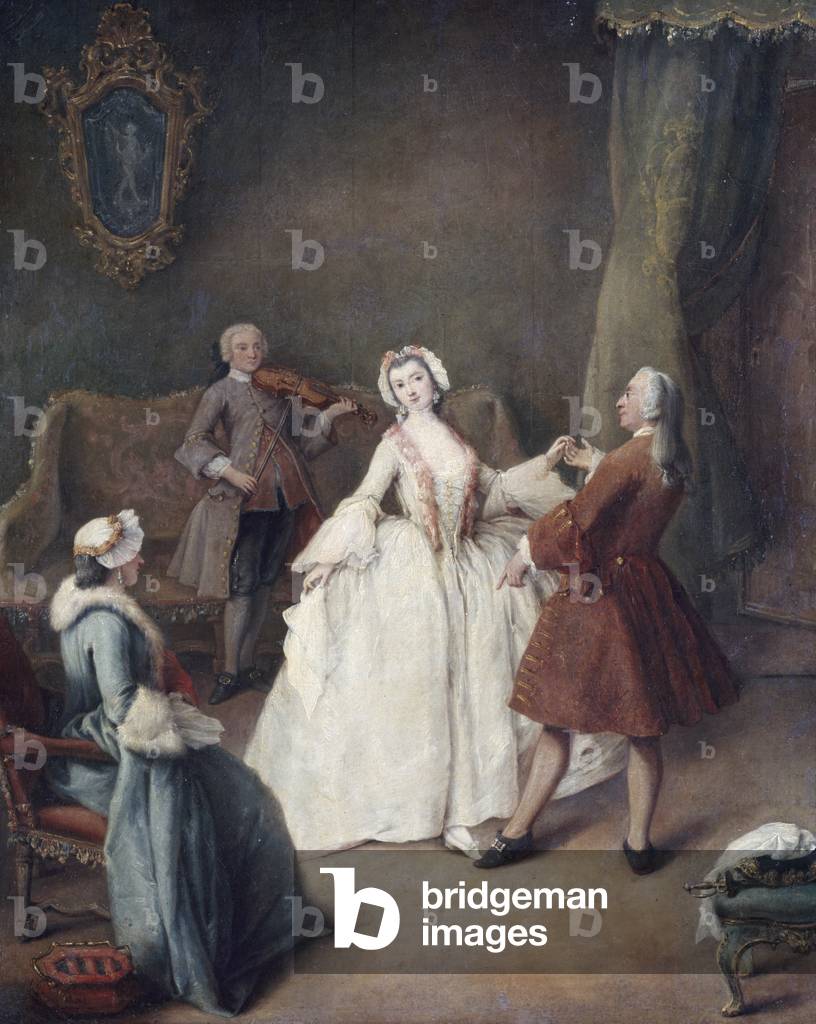 Bild von Gemälde "Die Tanzstunde (Öl auf Leinwand)" 1701 von Pietro Longhi
