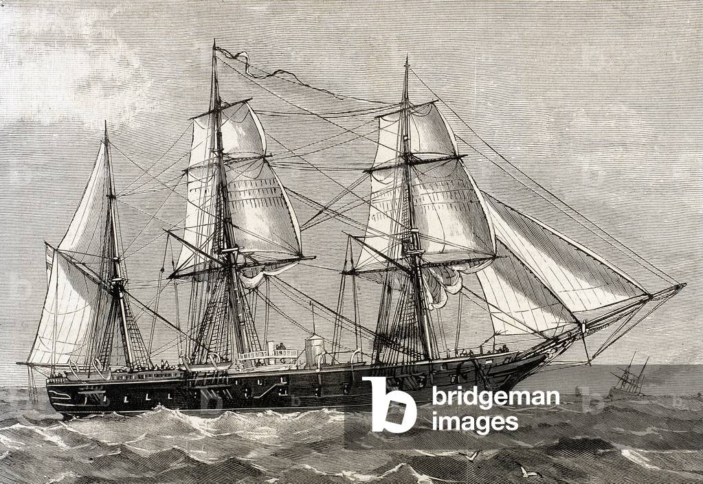 "Fregata 'Blanca' della Marina Spagnola mirata ad un viaggio di circumnavigazione.", b/w