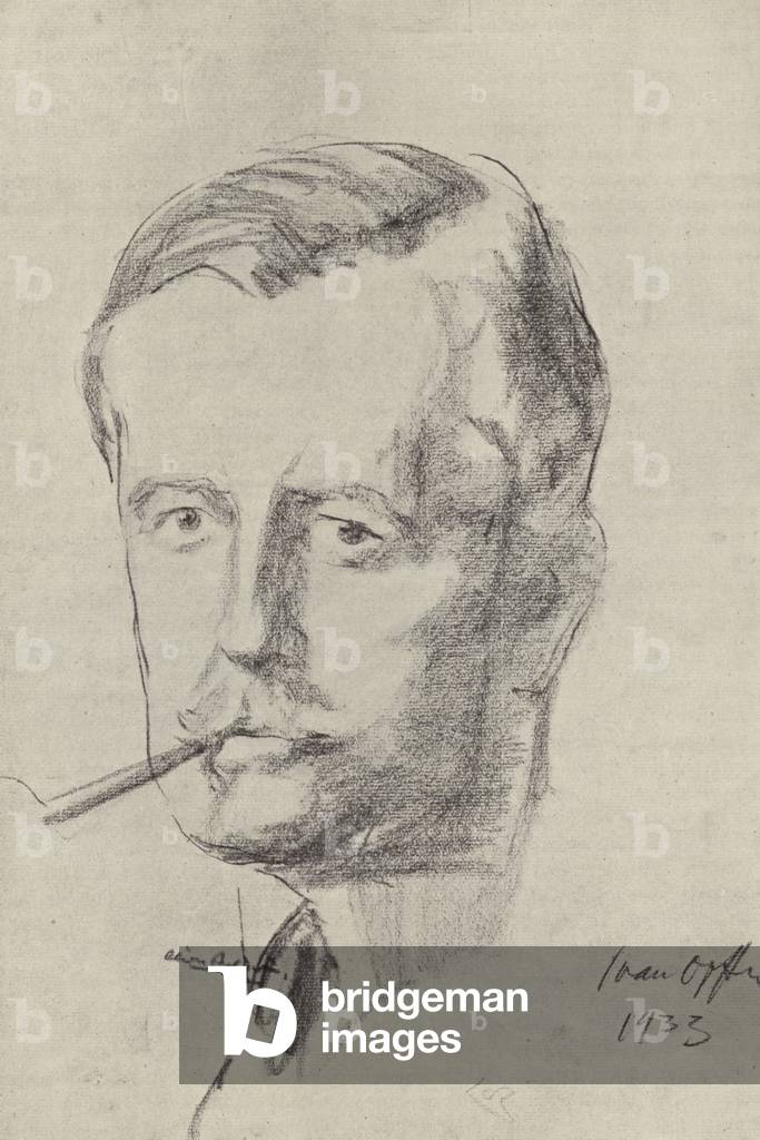 Image of Print depicting Oliver Baldwin by Ivan Opffer, b/w