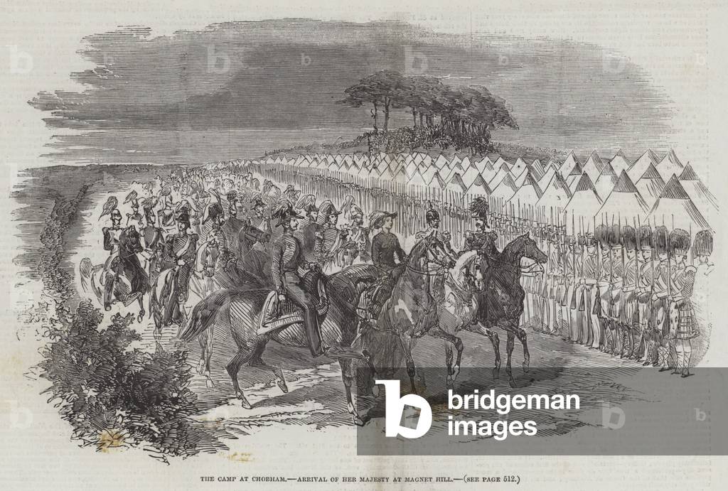 The Camp at Chobham, Arrival of Her Majesty at Magnet Hill (engraving)