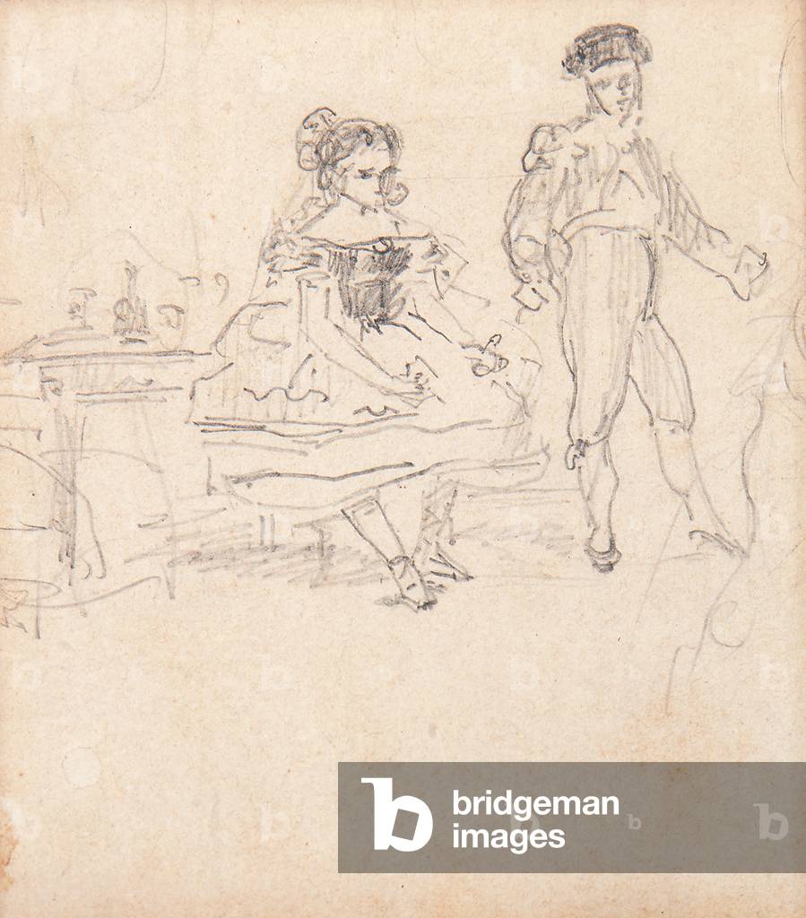 Coppia di spagnoli, 1862 (matita su carta)