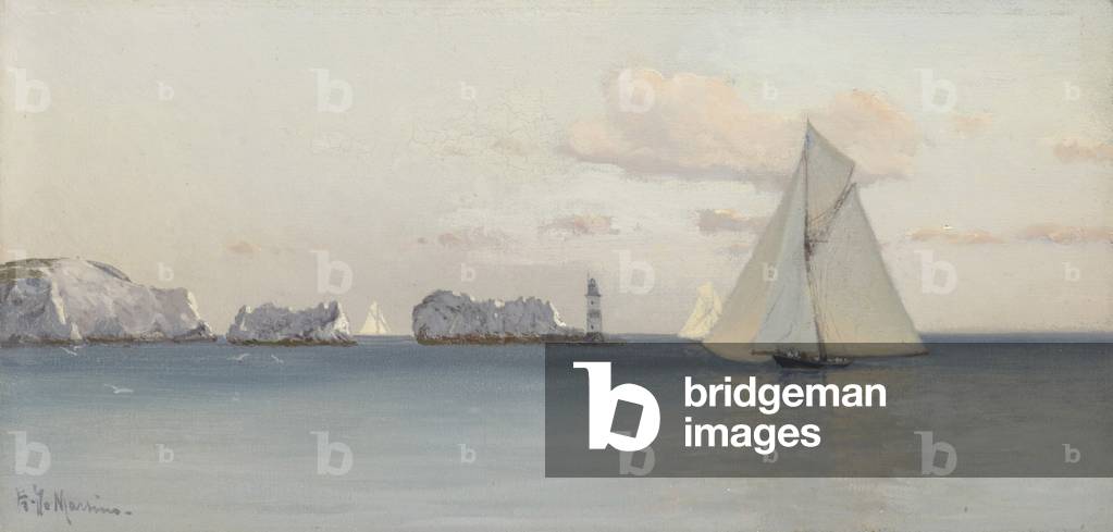 Britannia läuft vor dem Wind von den Nadeln, um 1893-1915 (öl auf leinwand)