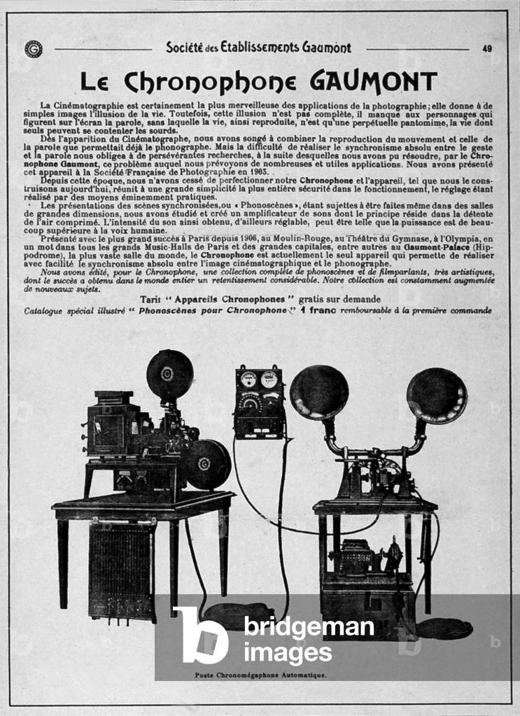 "Le Chronophone Gaumont Cinema", b/w