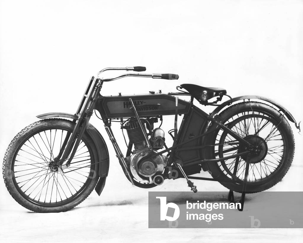 "An Early Harley-Davidson" 1910, b/w