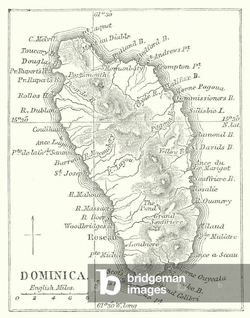 "Dominica (incisione)" di English School, b/w