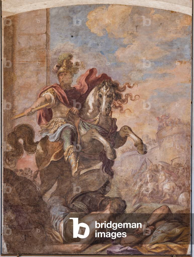 La sala di Montalto: l'affresco (trasferito su tela) raffigurante Pietro Moncada, antenato del Duca di Montalt