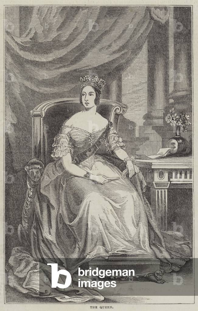 "La Regina (incisione)" 1843 di English School, b/w
