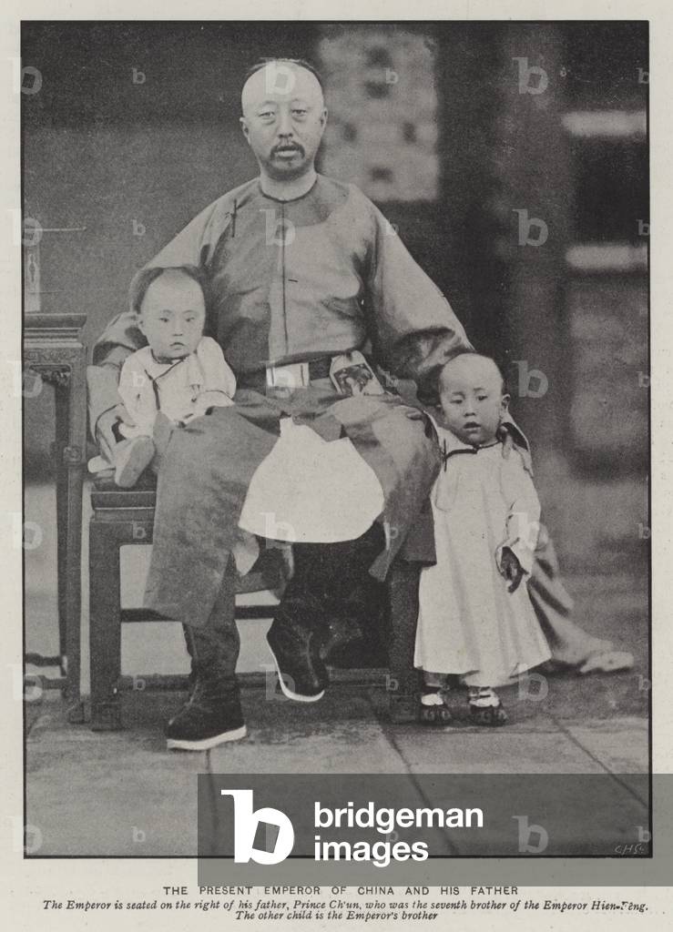 ビンテージ　希少　皇后陛下　写真原本　本物　仏像 Image of The Emperor of China with his father, Yixuan