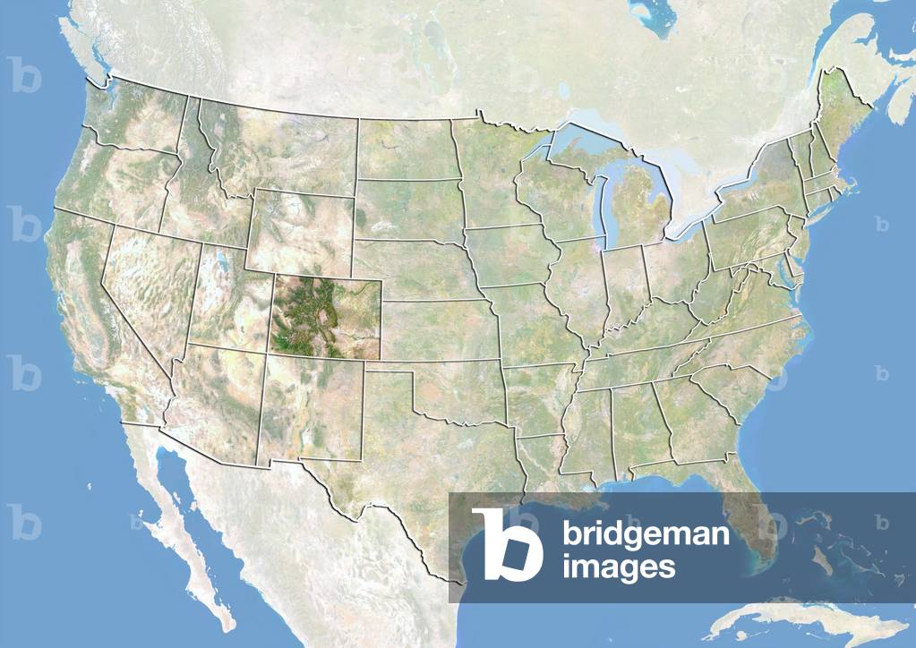 Stati Uniti e lo stato del Colorado, immagine satellitare con effetto urto