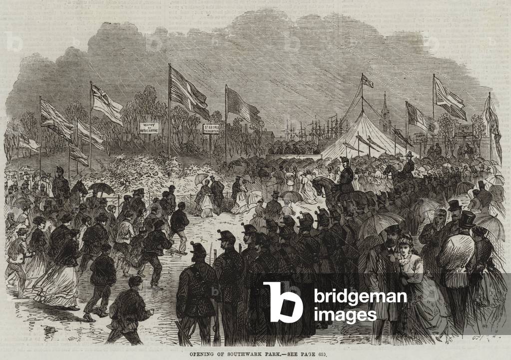 Opening of Southwark Park (engraving) by English Artist, b/w