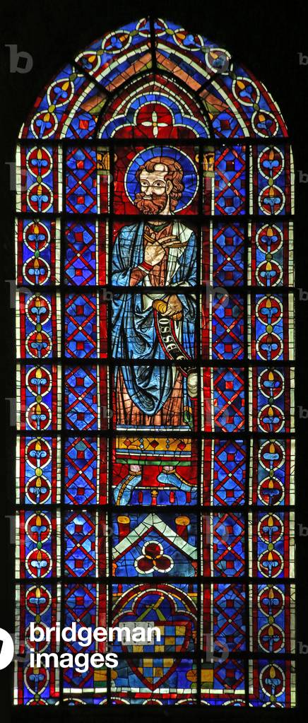 The Prophet Hosea; arms of Mauclerc  (w120) (stained glass) by French Artist