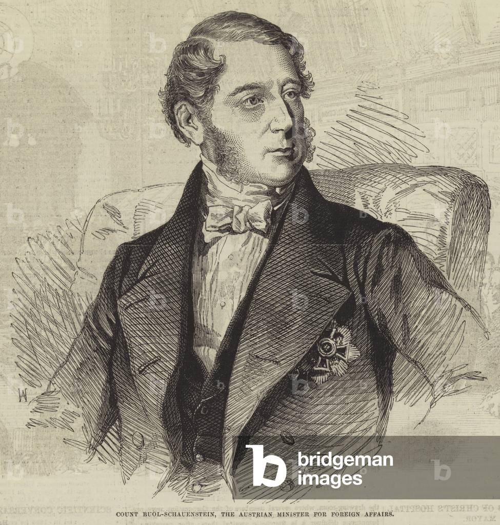 Conte Buol-Schauenstein, ministro degli affari esteri austriaco (incisione)