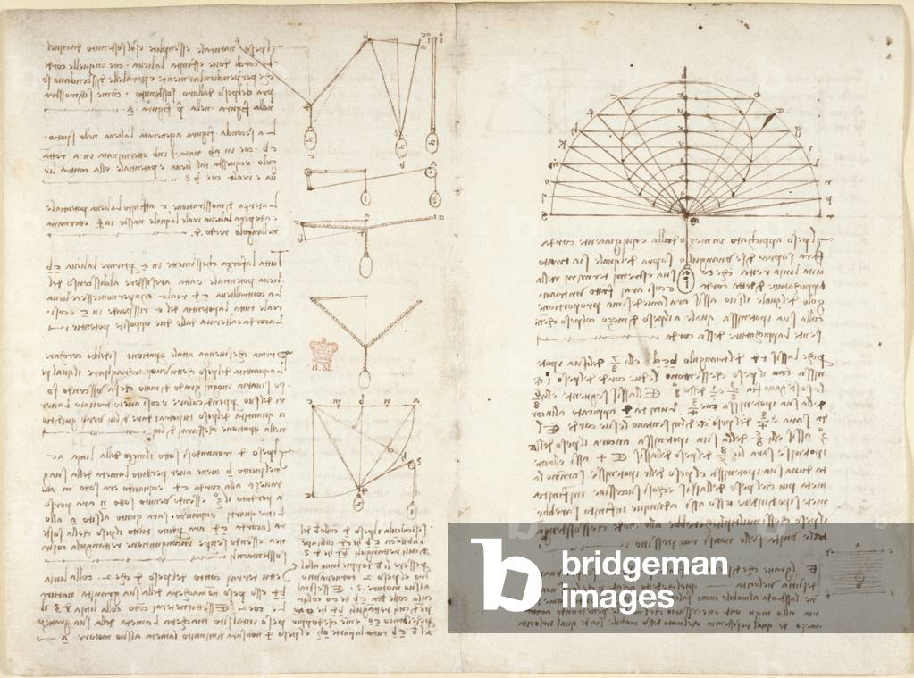 Immagine di Disegno "Arundel 263" 1508 di Leonardo da Vinci, b/w