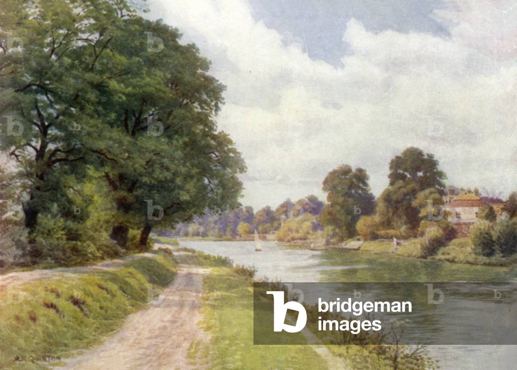 Eel Pie Island (colour litho) by Alfred Robert Quinton