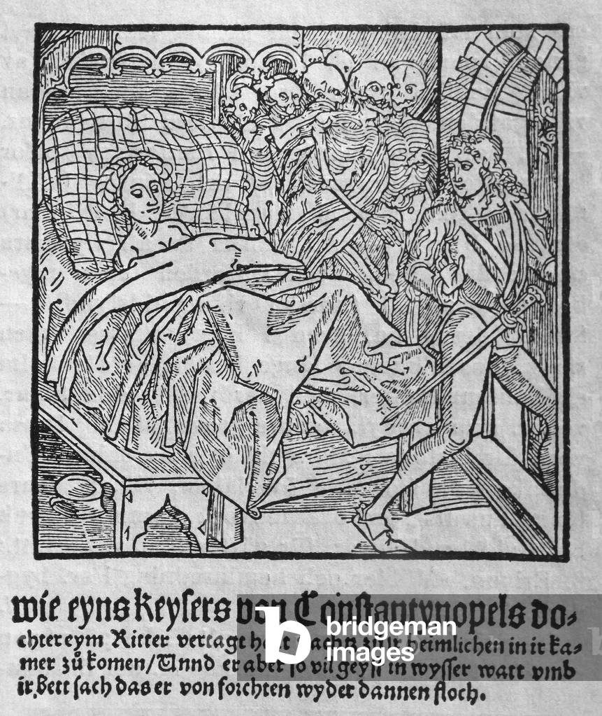 Una donna sdraiata sul suo letto di morte