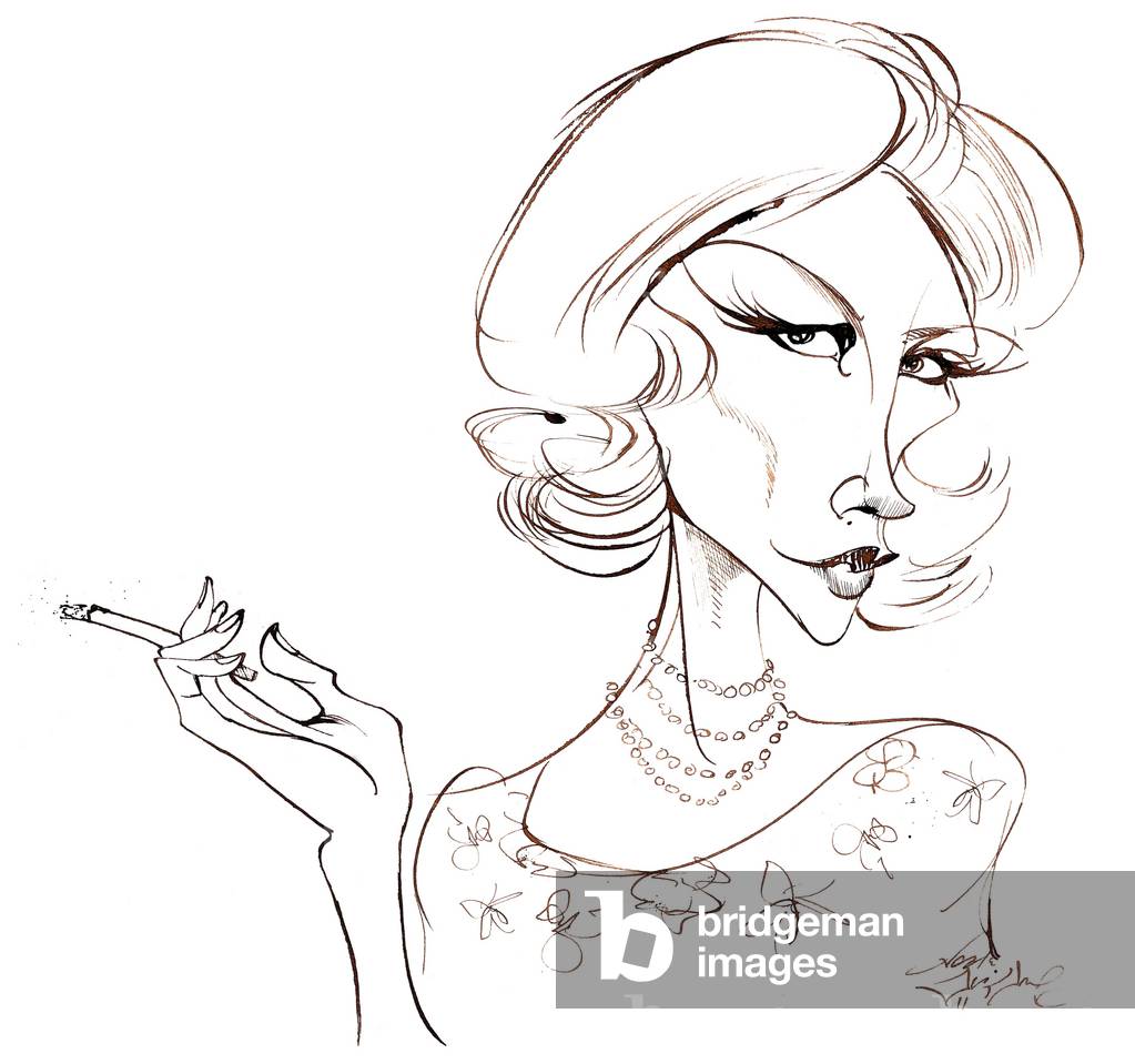 "January Jones - caricatura dell'attrice americana" di Neale Osborne, b/w